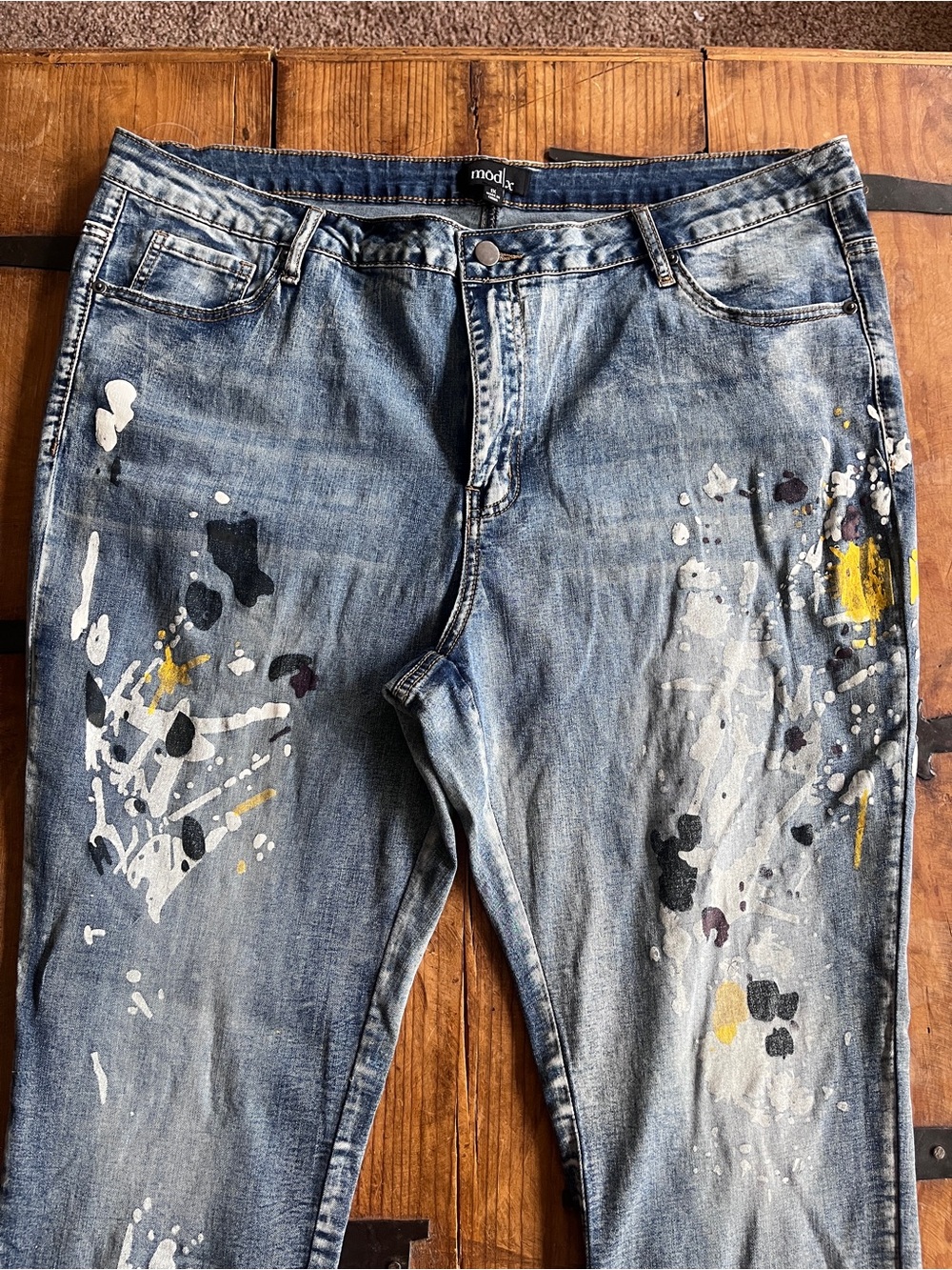 Jeans Women's Blue Paint-Splatter Skinny Jeans